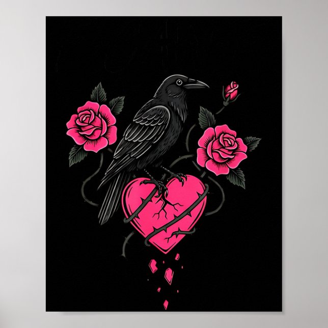 Poster F Caw F Crow Anti Valentine's Day Dark Gothic Brok (Frente)