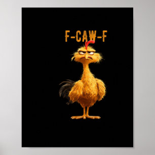 Poster F-Caw-F Frango Clássico Estilo Retrô