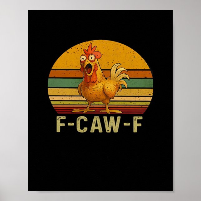 Poster F-Caw-F Frango Essencial Retro Clássico (Frente)