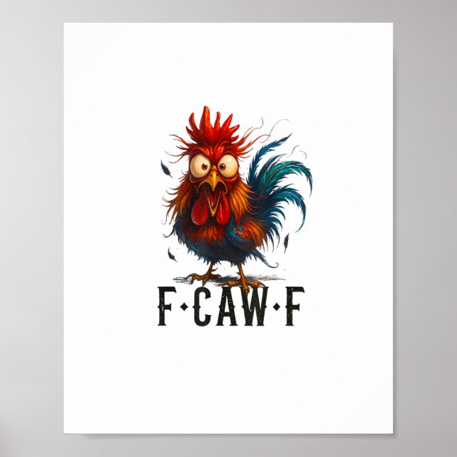 Poster F-Caw-F Frango Galo Meme Engraçado (Frente)