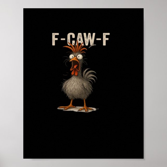 Poster F-Caw-F Frango Retro Clássico (Frente)