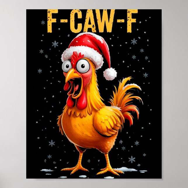 Poster F-caw-f Funny Chicken Humor Meme Christmas Men Wom (Frente)
