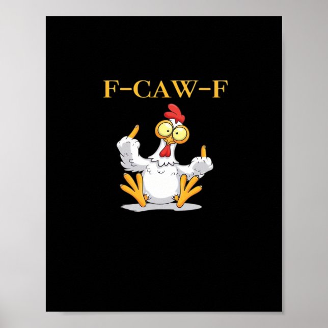 Poster F-Caw-F Funny Chicken Retro Classic (Frente)