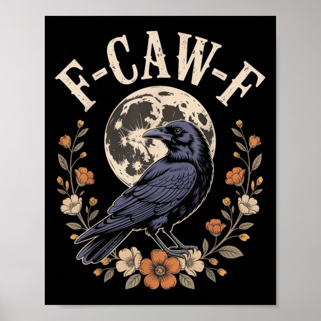 Poster F-caw-f Funny Crows Night Bird Alavanca Halloween  (Frente)