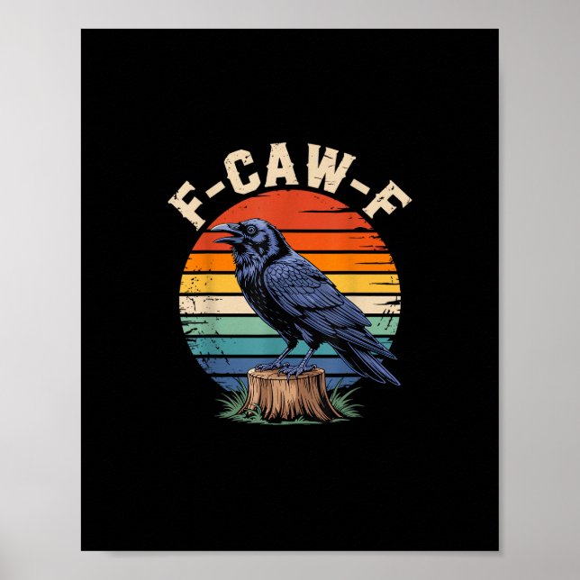 Poster F-Caw-F Raven Moon Gothic Halloween Crow Bird Love (Frente)