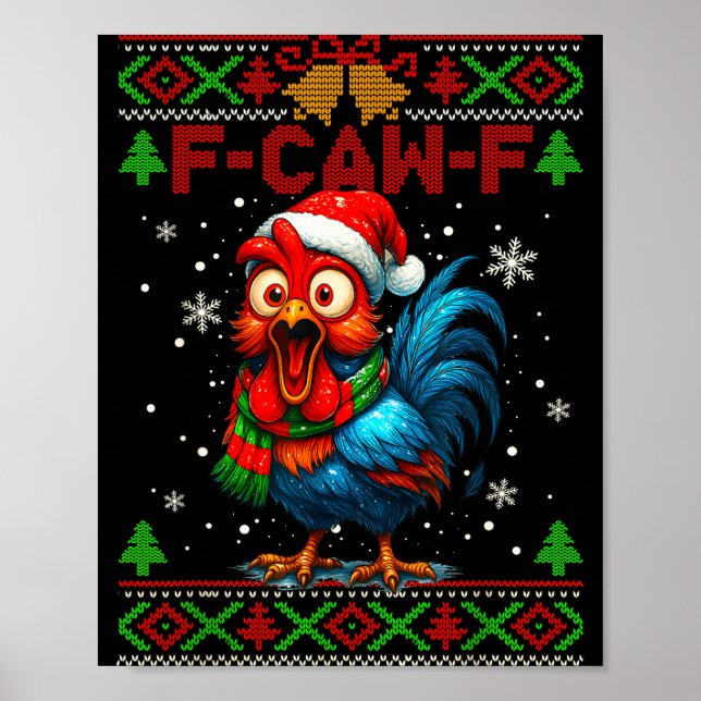 Poster F Caw F Rooster Funny Bird Fcawf Chicken Whisperer (Frente)