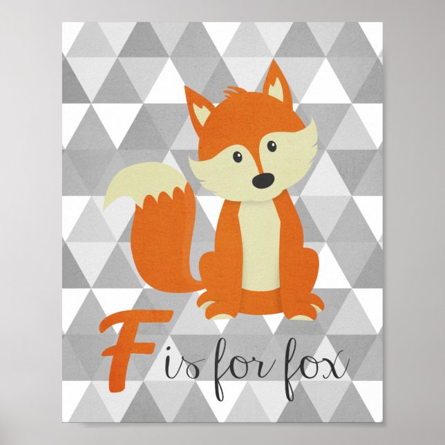 Póster F é para Fox Nursery Wall Art (Frente)