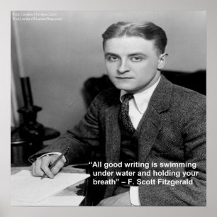 Póster “F Scott Fitzgerald sobre “Boa Escrita” Citação de