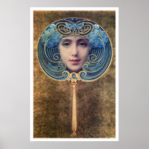 Poster Fä cher auf goldenem Grund