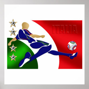 Póster Fã da bandeira de Italia do futebol do atleta dos