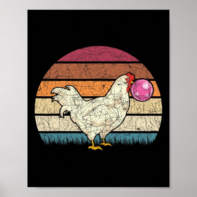 Poster Fã de Animais da Fazenda Engraçado Chic Retro Goma (Frente)