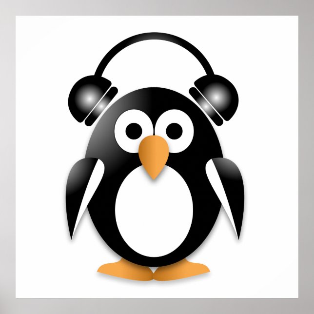 Póster Fã de música pinguim (Frente)