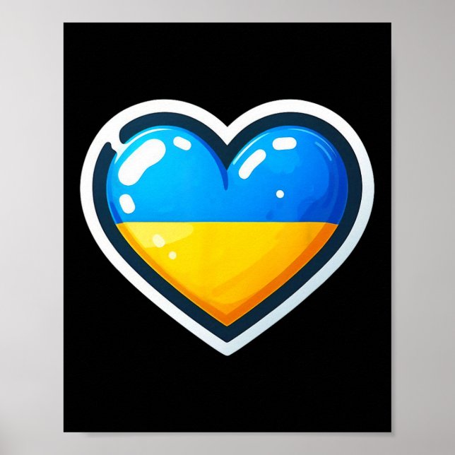 Poster Fã do Bynner Ucraniano Bandeira da Ucrânia Coração (Frente)