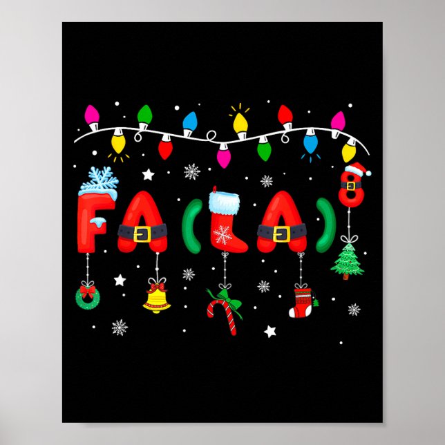 Poster Fa (la) 8 Funny Christmas Lights Santa Fa La Math  (Frente)