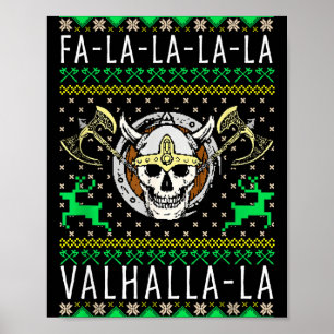 Poster Fa-la-la-la Valhalla-la Deus Viking Feio Natal 