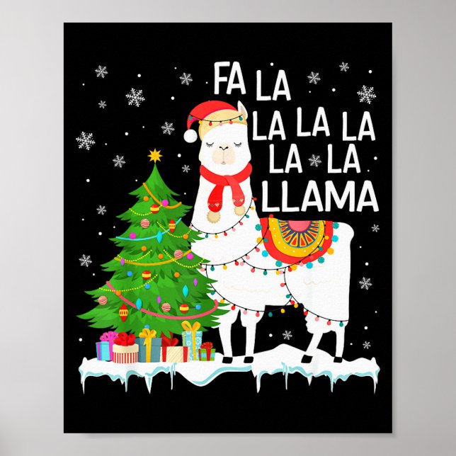 Poster Fa La La Llama Christmas Funny Xmas Pajamas Animal (Frente)