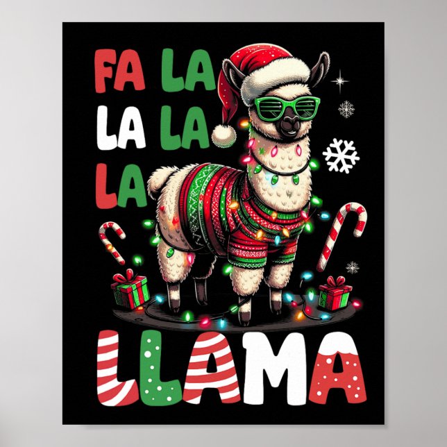 Poster Fa La Llama Funny Llama Amante de os animais de Na (Frente)