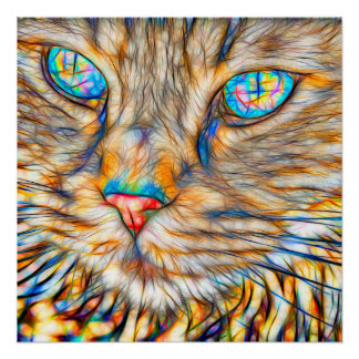 Póster Fab Cat Art 20" x 20", papel Poster (Semibrilho)