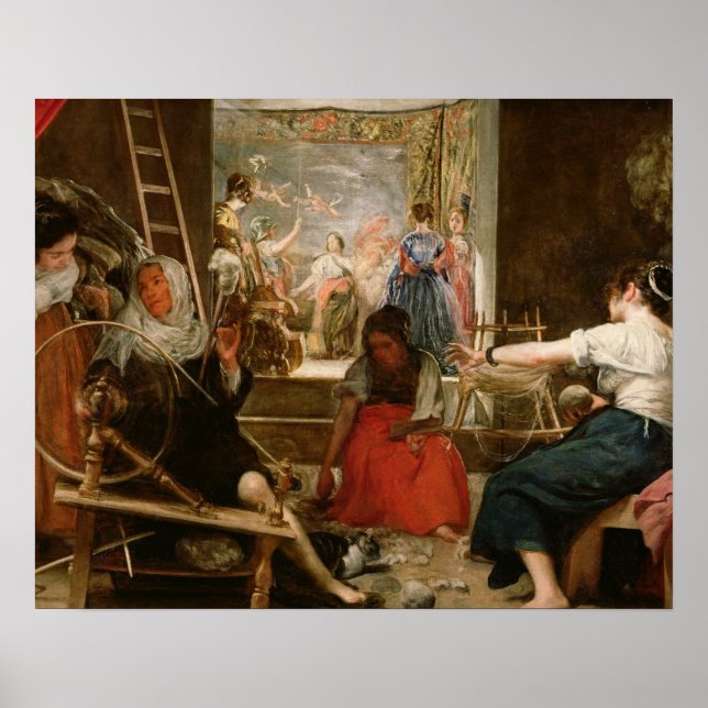 Poster Fable of Arachne, ou The Spinners, c.1657 (óleo) (Frente)