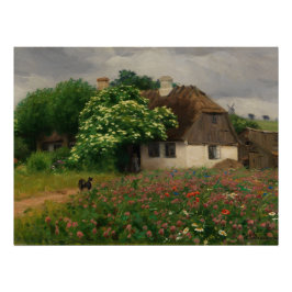 Póster Fábrica com Flores-Prados