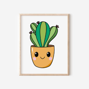 Poster Fábrica de Cactus Cute Kawaii Potou