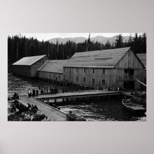 Póster Fábrica de conservas Salmon perto de Ketchikan,