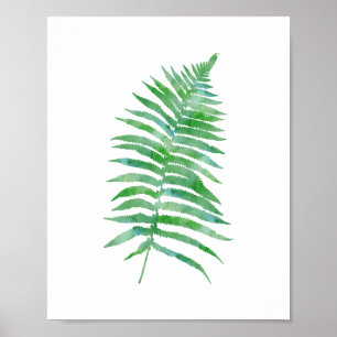Póster Fábrica de Fern de Aquarela Verde