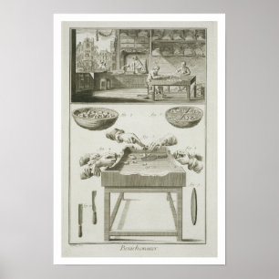 Póster Fabricação de cortiça da garrafa, 'do Encyclope