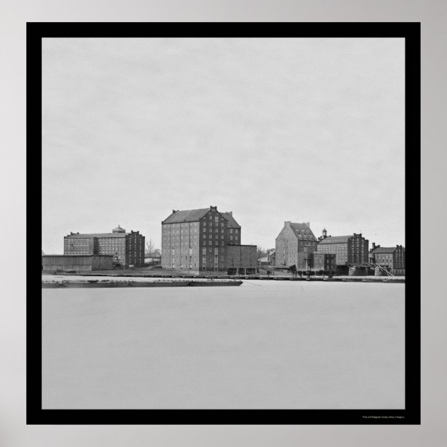 Póster Fábricas no rio James em Richmond, VA 1865 (Frente)