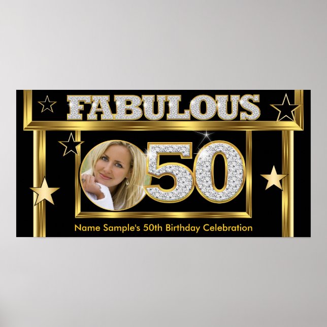 Poster Fabuloso 50 Retro Glamor Foto Dourada Hollywood (Frente)