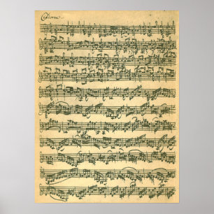Póster Fac-símile do manuscrito da página de Bach
