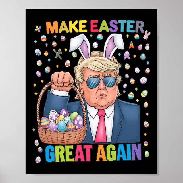Poster Faça a Páscoa Grande Novamente Bunny Trump Diverti (Frente)