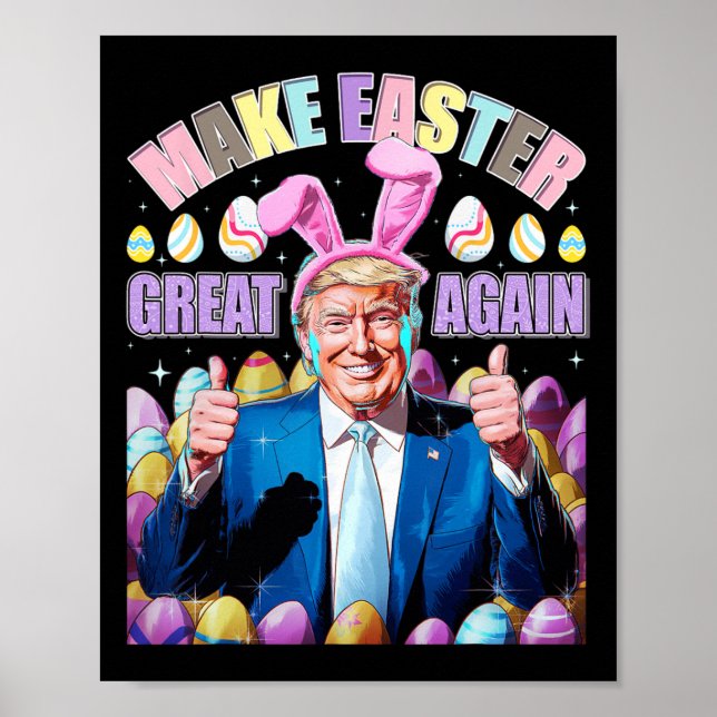 Poster Faça a Páscoa Grande Novamente Coelhinho Engraçado (Frente)