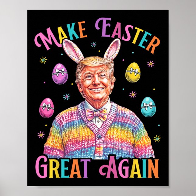 Poster Faça a Páscoa Grande Novamente Coelhinho Engraçado (Frente)