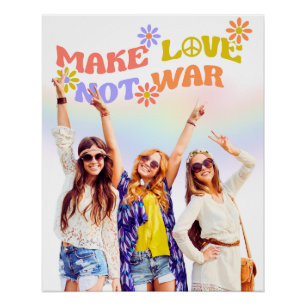 Póster Faça Amor Não Guerra – Poster Retro Hippie