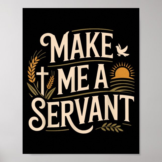 Poster Faça de Mim um Servo Adoração Cristã baseada na Fé (Frente)