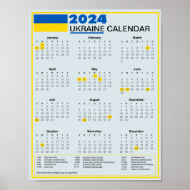 Poster Faça o download do calendário ucraniano de 2024 co