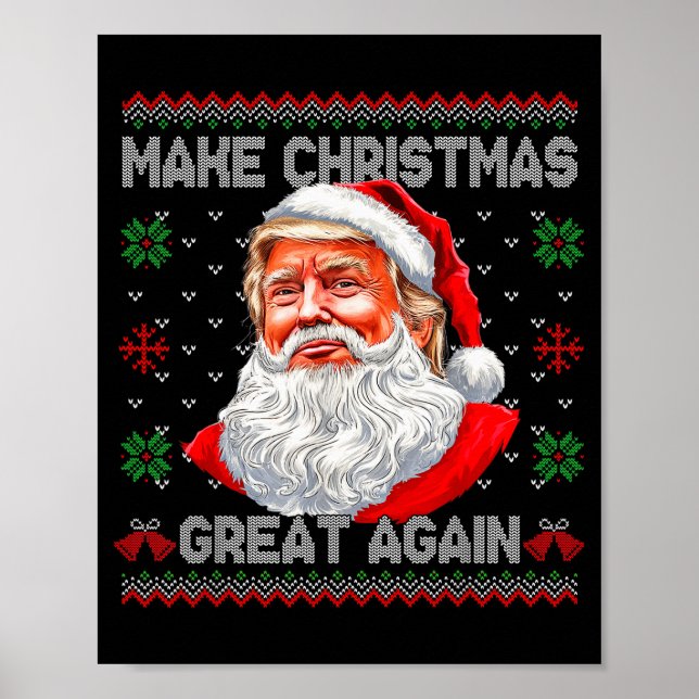 Poster Faça o Natal Grande Novamente Funny Santa Trump Fe (Frente)