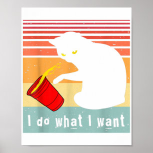 Poster Faça O Que Eu Quero Vintage Gato Preto Xícara Verm