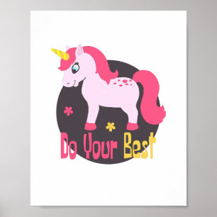 Poster Faça o seu melhor colorido, branco, rosa, do Kawai