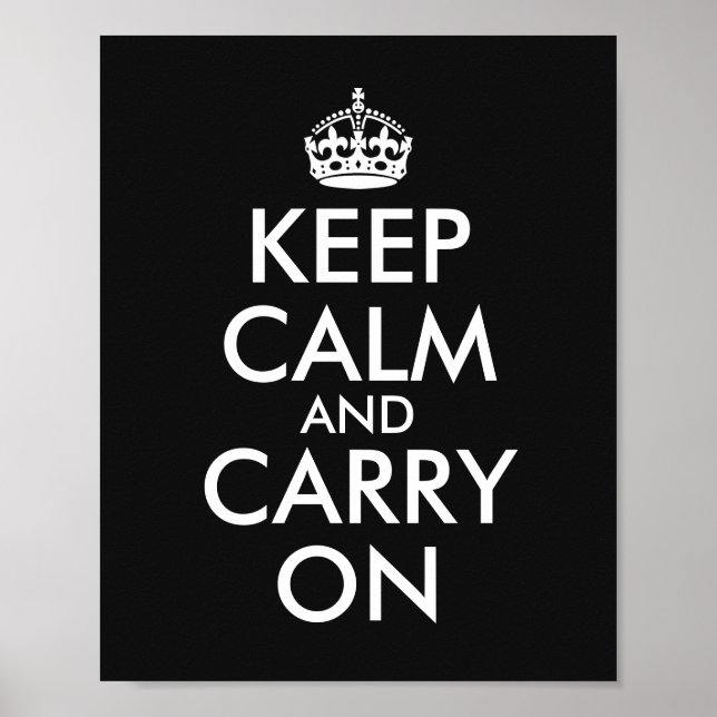 Poster Faça o seu próprio Preto Mantenha a Calma e Contin (Frente)