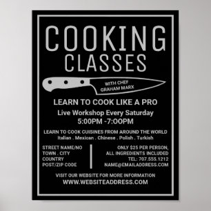 Poster Faca prateada, Gourmet, Anúncios de classes de Coz