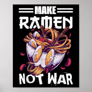 Poster Faça Ramen Não Guerra Citação Divertida de Comida