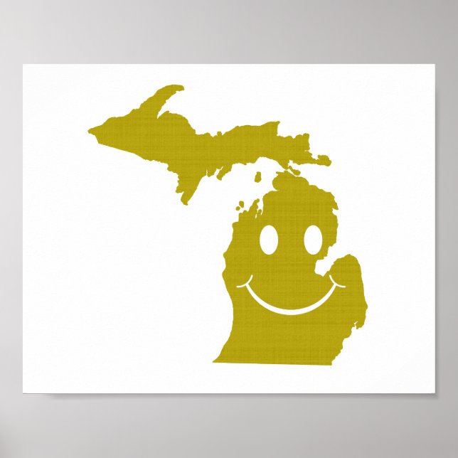 Poster Face da Forma do Estado de Michigan (Frente)