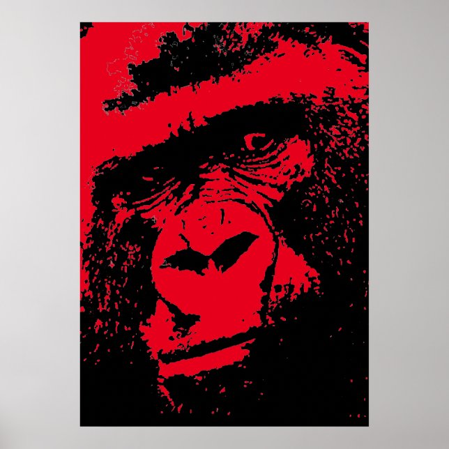 Poster Face de Gorilla Red Black Pop Art (Frente)