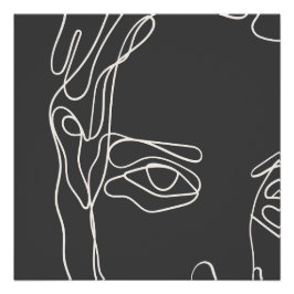 Póster Face moderna e minimalista de desenho de uma linha