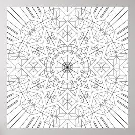 Poster Faceted Starburst Geometric Mandala Pattern Art