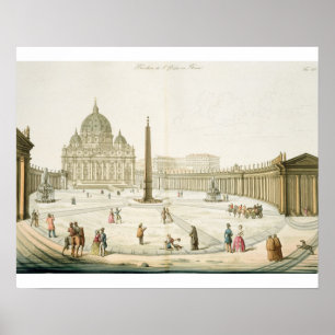 Póster Fachada de St Peter em Roma com a praça em f