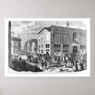 Póster Fachada do hotel Drouot, Paris, c.1852 (engravi