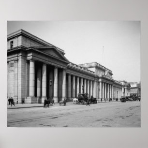 Póster Fachada Leste da Penn Station, 1910. Foto Antiga